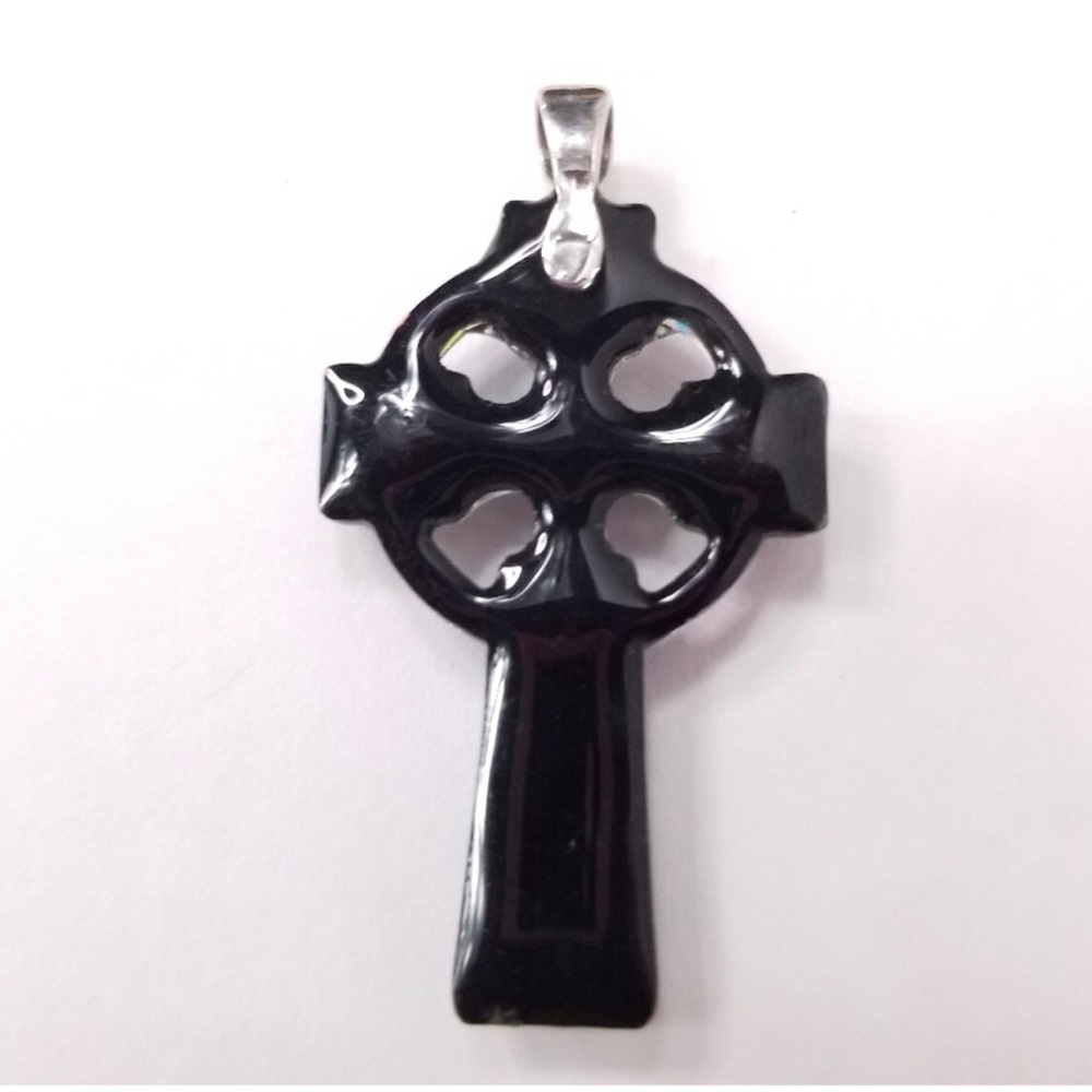 Rainbow resin black cross pendant - Picture 2 of 3